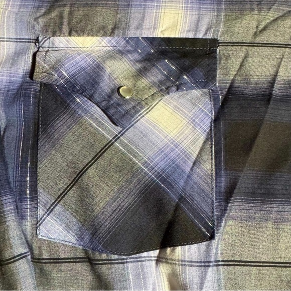 Ely Cattleman Men’s XXL Blue Plaid Western Pearl Snap Shirt Cowboy Style - Picture 4 of 6